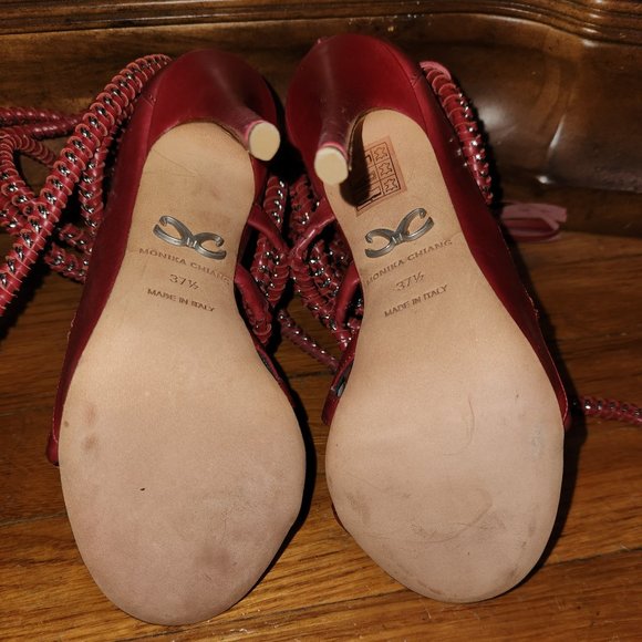 IMENA II GARNET CALF SANDALS - Picture 4 of 7